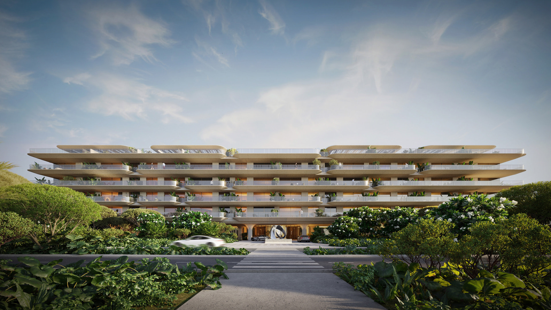 Panoramic terrace of a luxury new development overlooking Marbella